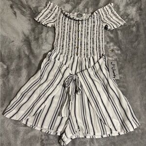 J for Justify Black and White Striped kids Romper